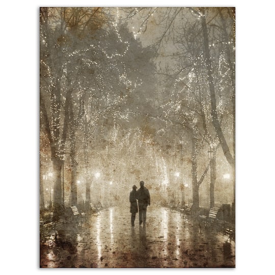 Designart - Couple Walking in Night Lights